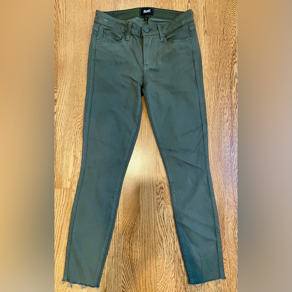 Paige Verdugo Ankle Coated Olive Jean - Size 27